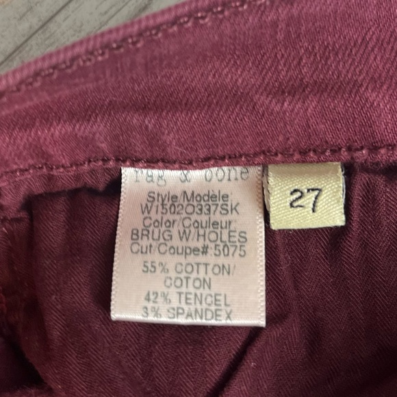 Rag & bone Burgundy Skinny Jeans Size 27 - Picture 5 of 8